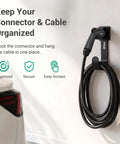 Heavy Duty EV Charger Wall Mount Bracket Compatible With SAE J1772 Connectors, displaying a secure wall-mounted cable holder.