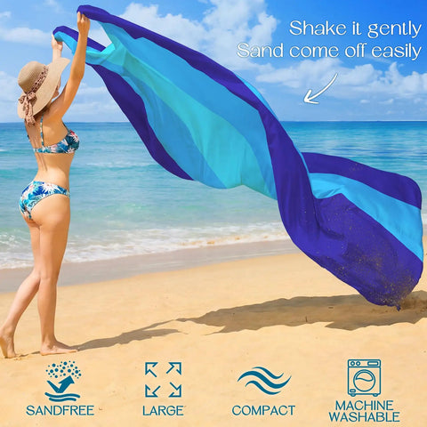 Woman holding Oversized Beach Blanket 78 By 81 Inches Go-To Picnic Mat For 4 To 7 Adults Waterproof And Sandproof