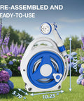 Retractable Garden Hose Reel With 10 Patterns Spray Nozzle, 50Ft Auto Wind Up Hose Holder in garden setting