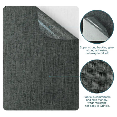 Close-up of Self Adhesive Linen Repair Patches 8 By 11 Inches 2 Pack In Dark Grey For Sofas Couches with adhesive backing visible