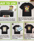 Printable Heat Transfer Vinyl For Dark Fabric T Shirts 8.5 By 11 Inch Sheets Set Of 20 Iron On Transfer Paper Easy To Use Steps