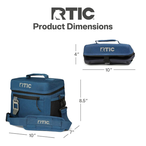 Front and side view of Everyday 8 Can Soft Sided Cooler That Goes Anywhere For Lunch And Beach Trips Insulated Portable Cooler Tote in navy.
