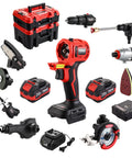 All-In-One Workhorse 20V Max Brushless Cordless Power Tool Combo Kit With 9-In-1 Attachments, batteries, and storage case