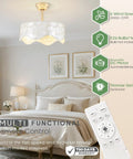 akiuzna Boho Shell Caged Ceiling Fan with Light and Remote, Fandelier in a stylish bedroom setting with remote control