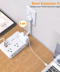 Game Changing Desktop Surge Protector Power Strip With Six AC Outlets And Four USB Charging Ports Low Profile Extension Cord with 0.5ft length