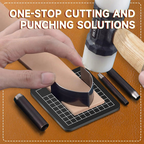 Using 27 Piece Leather Punch Kit With 9 Round Punches And 18 Specialty Punches For Leatherworking Includes EVA Case And Rubber Mat