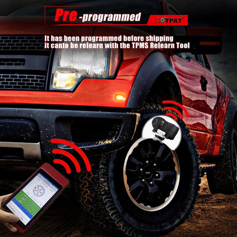 Plug And Play TPMS Tire Pressure Sensor Replacement Set Pre Programmed For Cadillac Escalade 2007 2020 Buick Envision Chevrolet Silverado Avalanche Express Hummer 315MHz OE 13598771 13598772 13586335 Four Pack on truck wheel