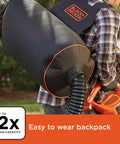 Person wearing 3 In 1 Backpack Leaf Blower Vacuum Mulcher With PowerBoost 250 MPH Airflow And 400 CFM Corded Electric Reusable Bag