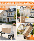 Heavy Duty 4 In 1 Convertible Hand Truck Dolly Cart With 1000 Lbs Capacity Folding Frame, four-wheeled platform cart in use.