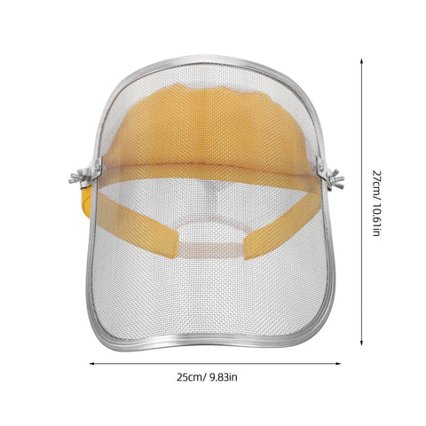 Boss Level Stainless Steel Mesh Face Shield And Rugged Welding Grinder Mask With No Sweat Ventilation For Tough Job Sites And Heavy Duty Workshop Grind, front view with dimensions.