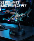 Hammerhead Shark 3D Puzzle Kit For Adults And Teens, Sick Mechanical Model with RGB LEDs on a desk with computer setup.