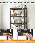 Heavy Duty 4 Tier Wire Storage Rack With 3200 Lbs Total Capacity 800 Lbs Per Shelf Beefy Steel Uprights 4mm Wire Shelves Matte Black Powder Coat 40 Inch Wide By 20 Inch Deep By 60 Inch High Ideal For Garage Or Storage with pantry labels