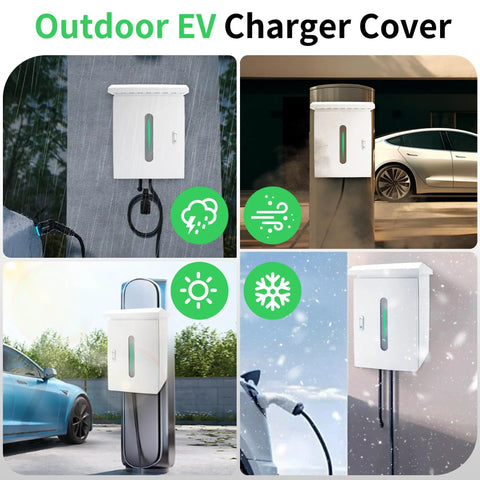 Keep Your Ride Secure With This Heavy Duty Outdoor EV Charger Lock Box Featuring Bright Viewable Window Compatible With Tesla Wall Mount And Universal Cables Smooth Garage Setup in various weather conditions.