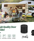 Dope Low Profile Trailer Door Holder Kit With Rubber Bumpers For RV And Travel Trailer, black door stopper set
