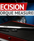 Half Inch Drive Click Torque Wrench 25-250 Ft-Lb Range displayed on workbench with precision measurement backdrop.