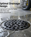 Solid 4.5 Inch Cast Iron Floor Drain Cover Round Heavy Duty Drain Strainer For Bathrooms And Patios Bombproof Grime Guard with engineered holes.
