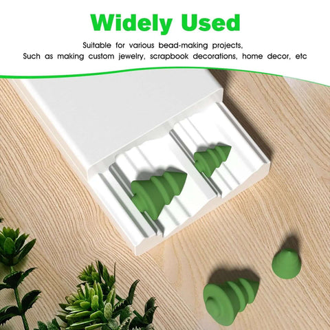 Christmas Tree Polymer Clay Bead Roller Set With 2 Rolls, featuring green clay beads in Christmas tree shapes for DIY crafts.
