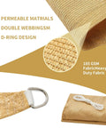 Sun Shade Sail 12 Ft By 12 Ft By 12 Ft Triangle Sand Canopy UV Block Sunshade breathable HDPE fabric with D-ring design