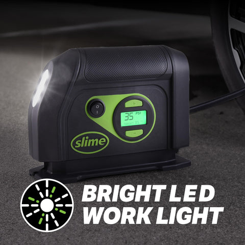 Portable 12V Tire Inflator With Auto Shutoff Digital 99 Psi Display Long Hose Built In LED Light On The Go Car Air Compressor
