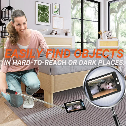Telescoping Inspection Mirror With LED Light For Men Gift Square Mechanic Mirror Tool For Car DIY And Home Repairs