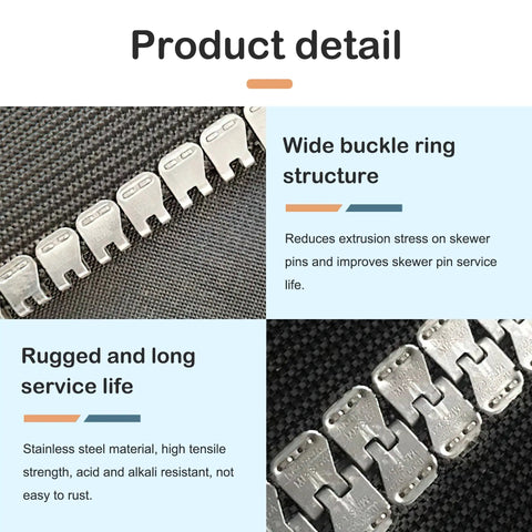 24 Inch Stainless Steel Butterfly Conveyor Belt Fastener With Four Connecting Pins Low Profile Lacing Splice showing detailed buckle structure.