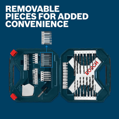 65-Piece Drilling And Driving Mixed Set with removable bits displayed in open storage case showcasing variety