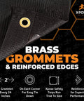 Heavy Duty Mesh Tarp 8x16 Multipurpose Black Protective Cover With Air Flow Tough As Nails brass grommets closeup