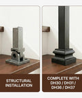 Swivel Baluster Connector for Half Inch Square Balusters installed on staircase, shown with compatible base, structural mount view