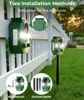 Motion Activated Solar Ultrasonic Animal Repeller With LED Flashing Lights for yard garden deterrent, wall mount and stake setup