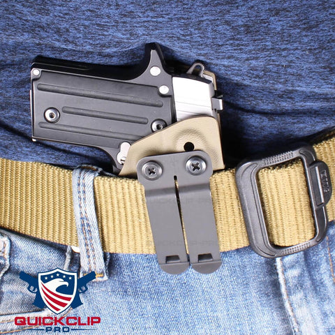Black Oxide Coated Steel Phillips Flat Head Truss Machine Screws in Kydex holster on belt