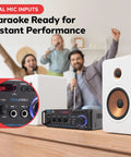 Beast 200W Peak Dual Channel Bluetooth Stereo Amplifier with LED display and mic inputs for home karaoke and party setup.