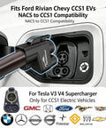 Blazing Fast Nacs To Ccs1 Ev Charging Adapter connected to CCS1 port of an electric vehicle for Tesla V3 V4 Supercharger.