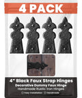 Four Pack 4 Inch Black Faux Strap Hinges Decorative Dummy Hinge Handmade Rustic Iron Hardware Built Tough For Farmhouse Shutters