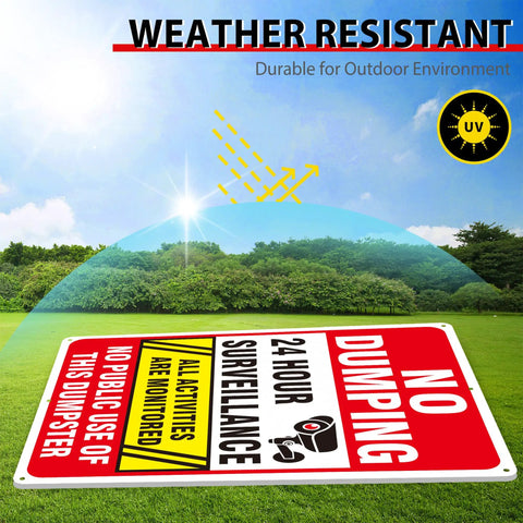 Catch Those Sneaky Trash Hogs With These 2 Pack Heavy Duty Aluminum No Dumping Signs Featuring Bold Print To Secure Your Yard From Illegal Disposal Using Reflective Fade Resistant Metal Plates And Quick Mount Kits.