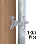 Fork Gate Latch For Chain Link Fence 1-3/8 Inch Wall Mount Flat Back With Padlock Hole And Screws Included, installed on wall and post