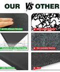 Comparison of Was washable 65 PPI Foam Air Filter Material Sheet with competing non-washable, 20 PPI thin foam