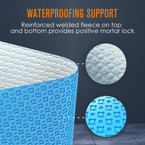 Solid Uncoupling Membrane Roll For Tile Underlayment Spanning 150 Square Feet showing waterproof fleece for tile stability.