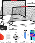 Portable Pop Up Soccer Goals Set For Backyard Play Two 6x4 Ft Kid Sized Goals With Ball Pump Cones And Carry Bag