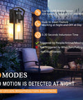 Large 15 Inch Black Dusk To Dawn Outdoor Wall Light With Photocell Sensor And PIR Motion Sensor, illuminating a patio area.