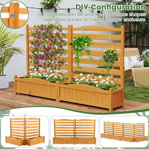 Two Panel Outdoor Privacy Fence With Planter Box For AC Unit No Dig Kit Wood Privacy Screen Enclosure For Patio Backyard Trash Can And Pool Equipment 34 W X 40 H in outdoor setting