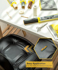 Large Self Adhesive Leather Repair Patch 16 By 59 Inches PVC Faux Leather Tape For Quick Easy Repairs shown on a chair