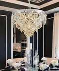 Modern Crystal Chandelier For Foyer And Dining Room With Dope Luxury K9 Crystal Raindrop Pendant Light Fixture In Round Contemporary Design