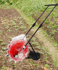 Manual Seed Planter With 6 Nozzles Hand Push Garden Seeder Roller For Precise Sowing And Fertilizing, Transparent Seed Box