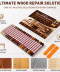 24 Wood Filler Sticks And Furniture Repair Wax Crayons Make Short Work Of Scratches Scuffs Cracks On Hardwood Floors Cabinets With Bonus Brush For A Top Shelf Restoration - assorted colors and applicator.