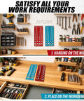 Workshop with Go To 70 Size Nut And Bolt Thread Checker With 26 Standard 26 Metric And 18 Drill Gauges Bolt Size Finder displayed.