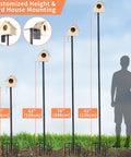Squirrel Proof Bird Feeder Pole Kit, 92 Inch Height With 9 Prongs Base, adjustable height birdhouses displayed outdoors.