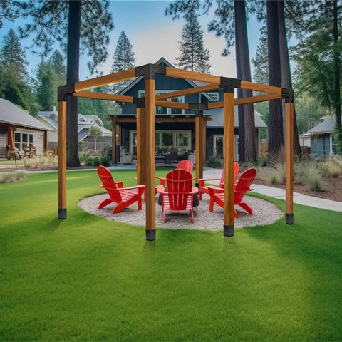Beefed-Up Heavy Duty Gazebo Brackets Kit Two Pack For 4x4 Lumber 4-Way Right Angle Corner Brackets With Pergola Post Base For 3.5x3.5 Inch Lumber Steel Black Powder Coat Rust Proof Durable Outdoor Support