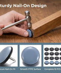 16 Pack 1 Inch Nail-On Furniture Sliders For Wooden Furniture Legs PTFE Chair Glides installation with hammer