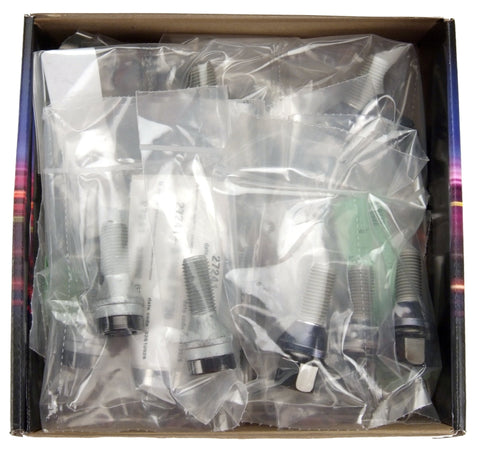 Box of Black M14 by 1.5 Cone Seat Lug Bolt Wheel Installation Kit For Five Lug Vehicles With Sixteen Bolts Four Locks One Key And Pouch