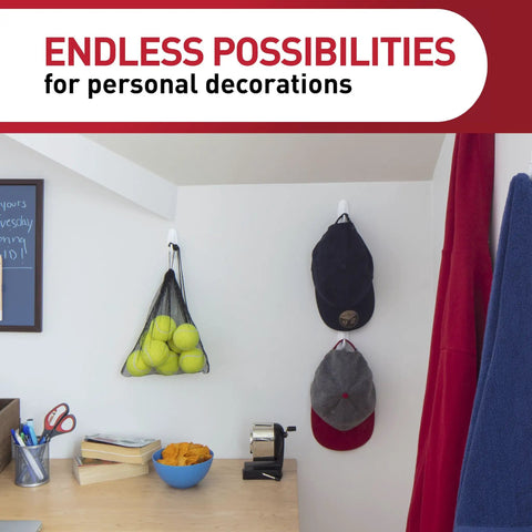 Room with hats and a bag on Designer Damage Free Wall Hooks Set With Sixteen Hooks And Twenty Four Adhesive Strips Holds Up To Five Pounds No Tools Needed Great For Hanging Organization And Storage In Your Home